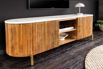 tv meubel mangohout met marmer bovenblad 140 cm