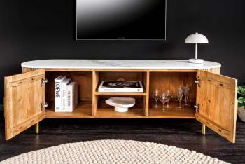 tv meubel mangohout met marmer bovenblad 140 cm