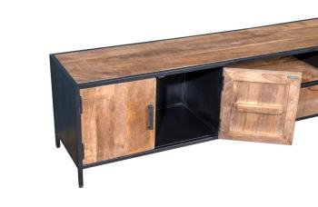 Tv meubel mangohout met metaal 220 cm