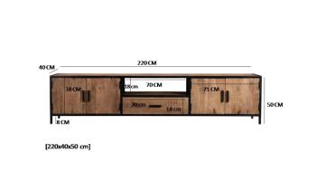 Tv meubel mangohout met metaal 220 cm