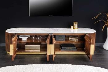 TV meubel mangohout wit marmer 170 cm