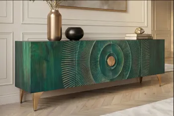 lowboard turquoise mangohout 180 cm