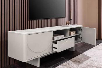 TV meubel wit gelakt keramiek marmerlook 150 cm