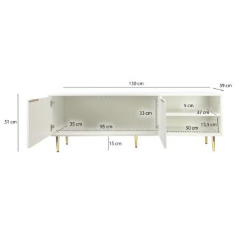 Modern wit tv meubel met lamellen structuur 150 cm