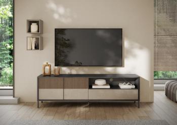 TV-meubel Zwart Lava beige bruin 206 cm