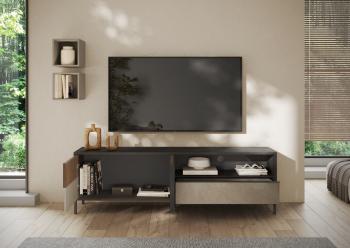 TV-meubel Zwart Lava beige bruin 206 cm