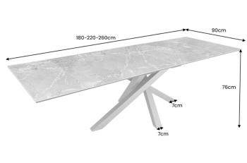 uitschuifbare tafel keramiek wit 180-260 cm