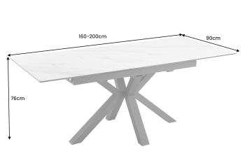 Uitschuifbare tafel 160-200 cm wit keramiek