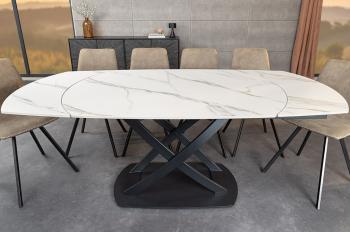 Uitschuifbare Eettafel wit keramiek 130-190 cm