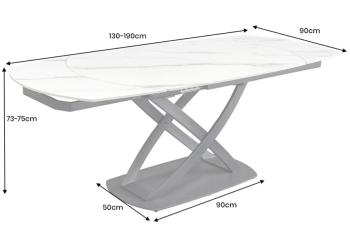 Uitschuifbare Eettafel wit keramiek 130-190 cm
