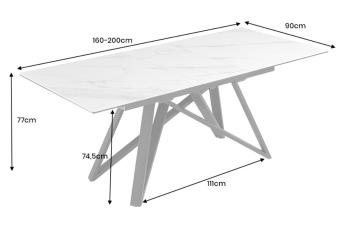 Uitschuifbare tafel concord wit keramiek 160-200 cm