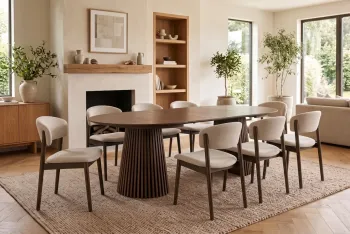 Uitschuifbare ronde tafel donkerbruin eiken kleur 120-200 cm