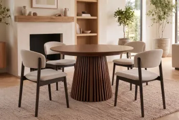Uitschuifbare ronde tafel donkerbruin eiken kleur 120-200 cm