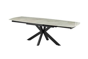Ovale uitschuifbare tafel beige glanzend keramiek 160-240 cm