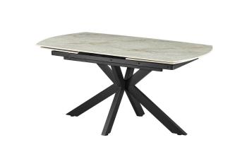 Ovale uitschuifbare tafel beige glanzend keramiek 160-240 cm