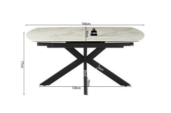 Ovale uitschuifbare tafel beige glanzend keramiek 160-240 cm