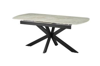 Uitschuifbare eettafel beige glanzend keramiek 180-220 cm