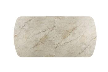 Uitschuifbare eettafel beige glanzend keramiek 180-220 cm