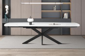 Uitschuifbare tafel keramiek wit ovaal 160-240 cm