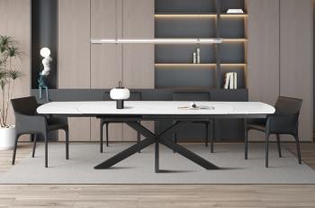 Uitschuifbare tafel keramiek wit ovaal 160-240 cm