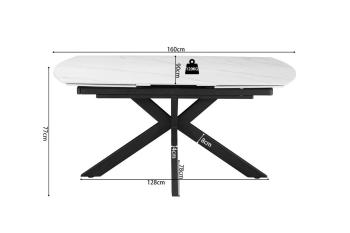 Uitschuifbare tafel keramiek wit ovaal 160-240 cm