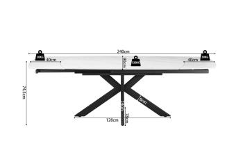 Uitschuifbare tafel keramiek wit ovaal 160-240 cm