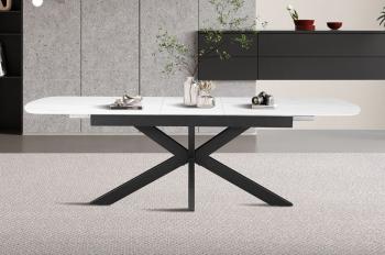 Uitschuifbare eetkamertafel wit keramiek 180-220 cm