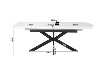 Uitschuifbare eetkamertafel wit keramiek 180-220 cm