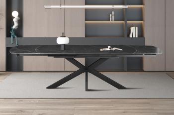 Uitschuifbare tafel keramiek zwart ovaal 160-240 cm