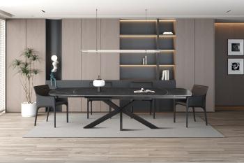 Uitschuifbare tafel keramiek zwart ovaal 160-240 cm