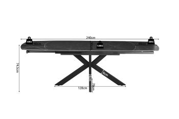 Uitschuifbare tafel keramiek zwart ovaal 160-240 cm