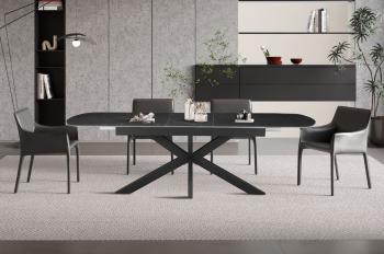 Uitschuifbare eetkamertafel zwart keramiek 180-220 cm