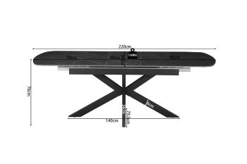 Uitschuifbare eetkamertafel zwart keramiek 180-220 cm