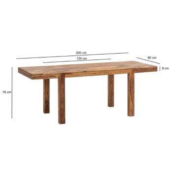 uitschuifbare tafel sheesham hout 120-200 cm