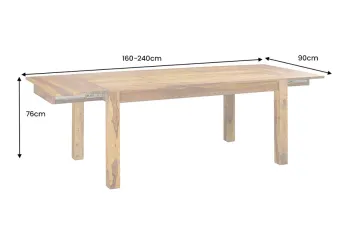 uitschuifbare eettafel sheesham hout 160-240 cm