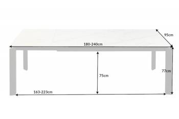 Tafel uitschuifbaar wit marmer optiek 180-240