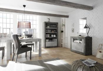 Boekenkast donker grijs en betonlook