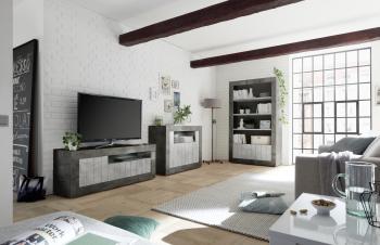 TV meubel donkergrijs oxide en lichtgrijs 138 cm