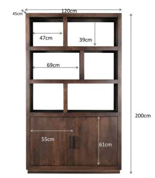Hoge vakkenkast bruin 200 cm