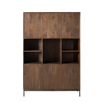 Vakkenkast donkerbruin mangohout 135 cm 