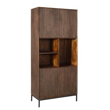 Vakkenkast donkerbruin mangohout 90 cm