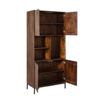 Vakkenkast donkerbruin mangohout 90 cm