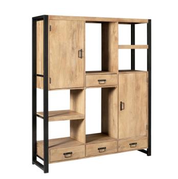 Vakkenkast mangohout metaal 150 cm