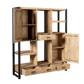 Vakkenkast mangohout metaal 150 cm