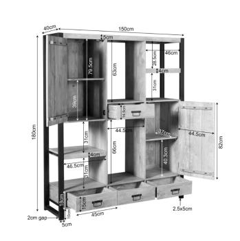 Vakkenkast mangohout metaal 150 cm