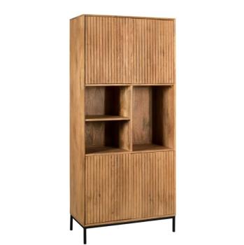 Vakkenkast Stripe mangohout naturel bruin 90 cm