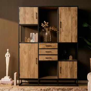 Wandkast mango naturel 160 cm