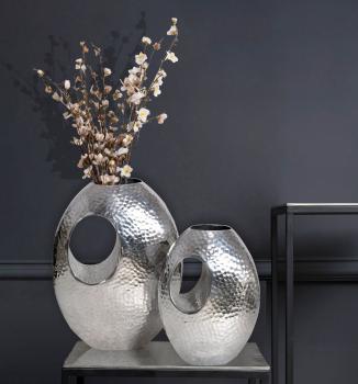 Decoratieve vazenset zilver hamerslag