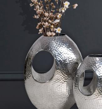 Decoratieve vazenset zilver hamerslag