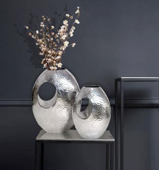Decoratieve vazenset zilver hamerslag